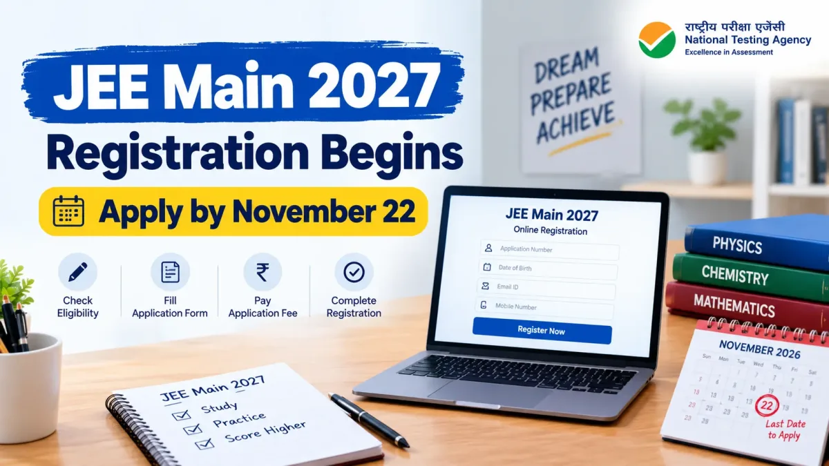 JEE Main 2027 registration begins with the application deadline of November 22