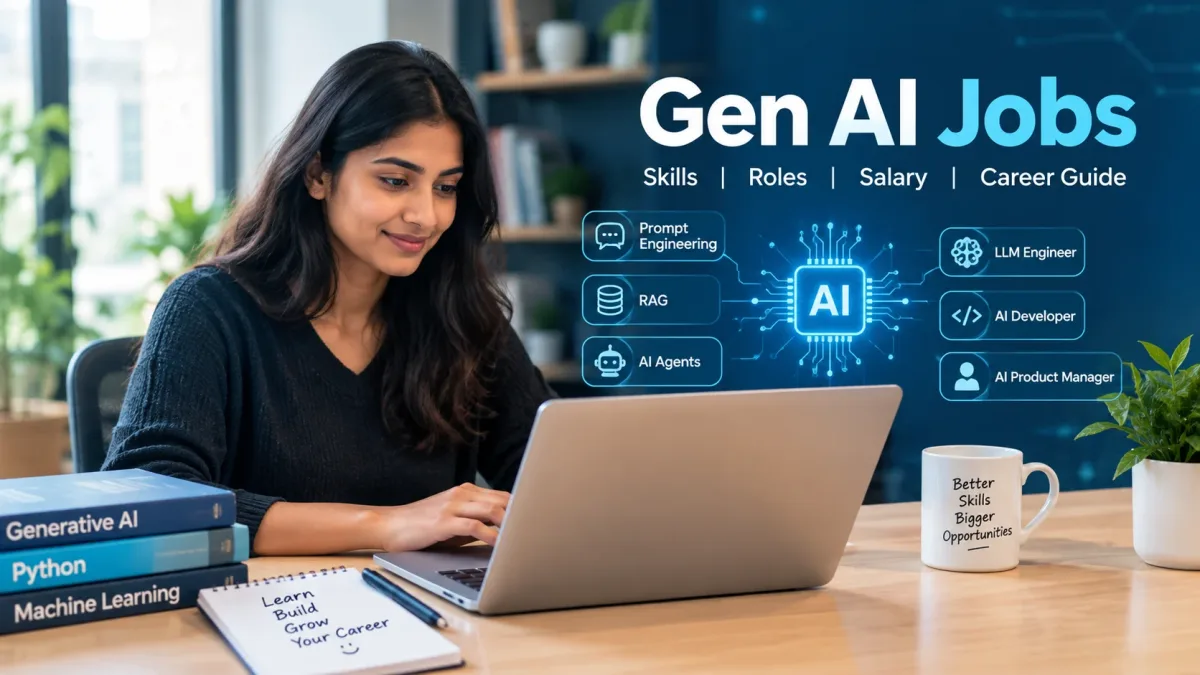 Professional working on generative AI technology and exploring AI career opportunities