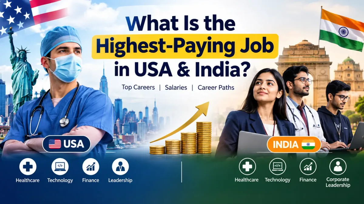 Highest paying jobs in the USA and India with professionals from healthcare, technology and business