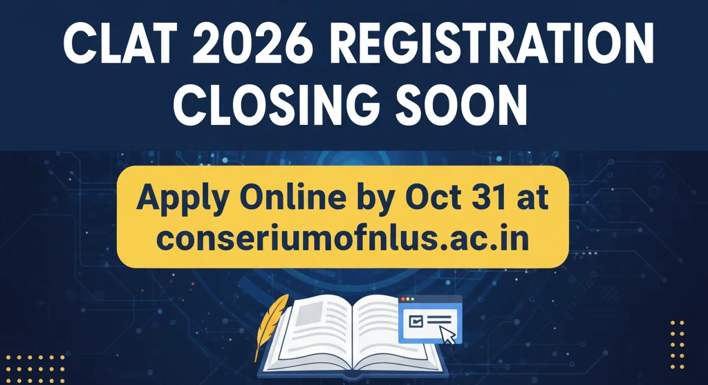 CLAT 2026 Registration Closing Soon – Apply Online by Oct 31 at consortiumofnlus.ac.in